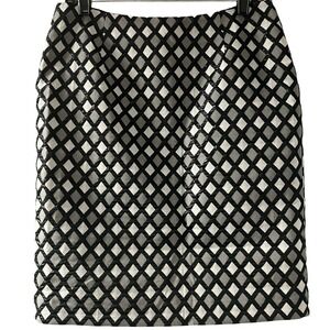 DONCASTER COLLECTION Women Black Gray‎ Diamond Pattern Pencil Skirt Size 8